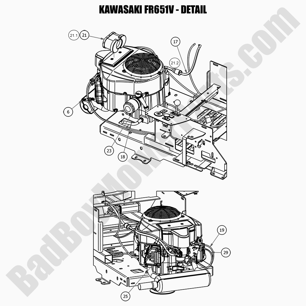 2567 - Bad Boy Mower Parts Lookup > 2021 > MZ & MZ Magnum > Kawasaki FR651V - Detail